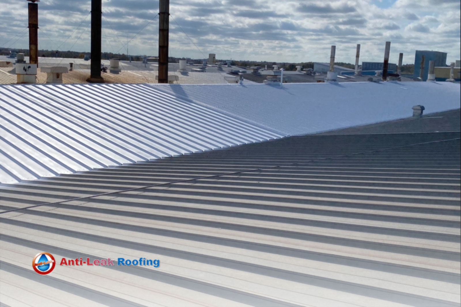 An image of a roof with metal roofing.